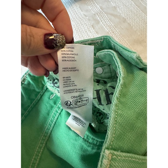 We The Free People High-Rise Straight Leg Jeans Size 26 Green 5 Pocket EUC - Picture 12 of 16